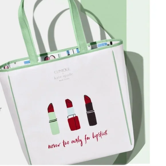 Clinique x Kate Spade New York Set Shopping Tote & Makeup Pouch - Picture 1 of 14